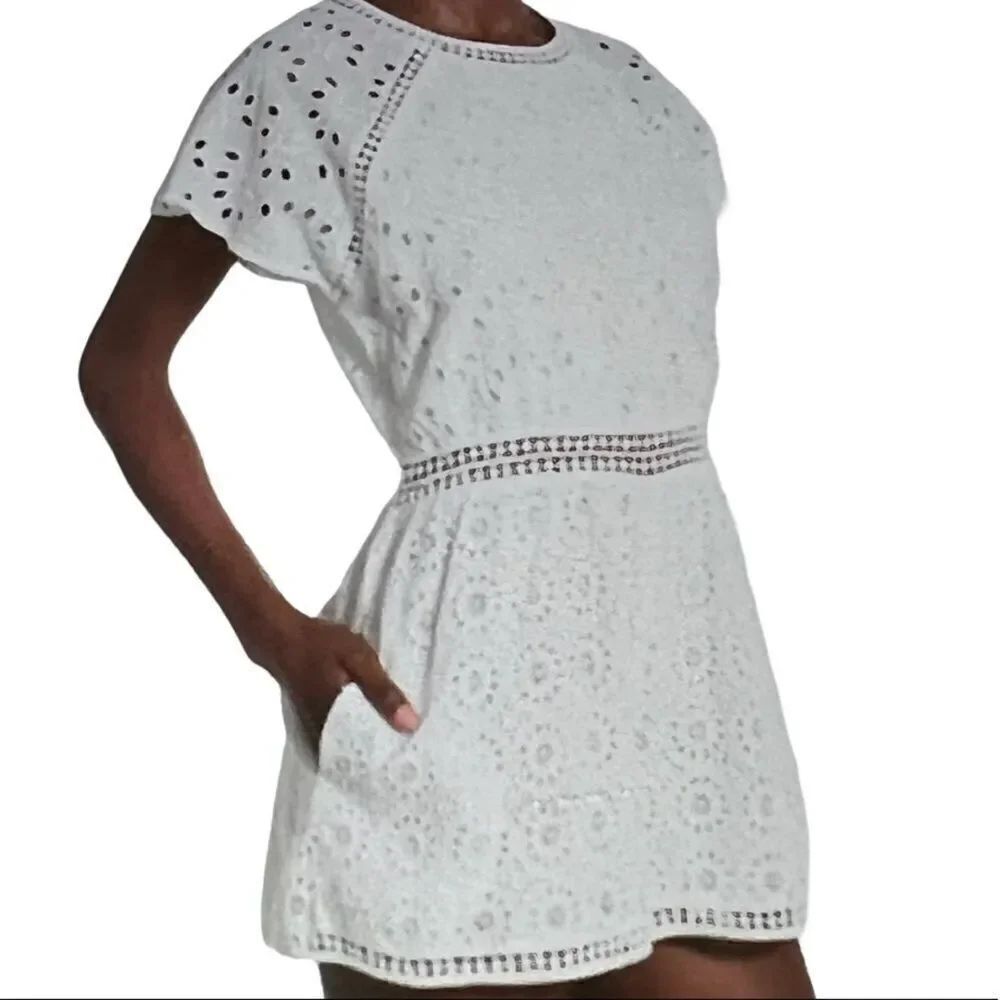 TULAROSA Women’s Brynn Embroidered Eyelet Cotton Romper White Size Small